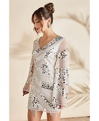 Coast Women's Flare Sleeve Sequin Mini Dress