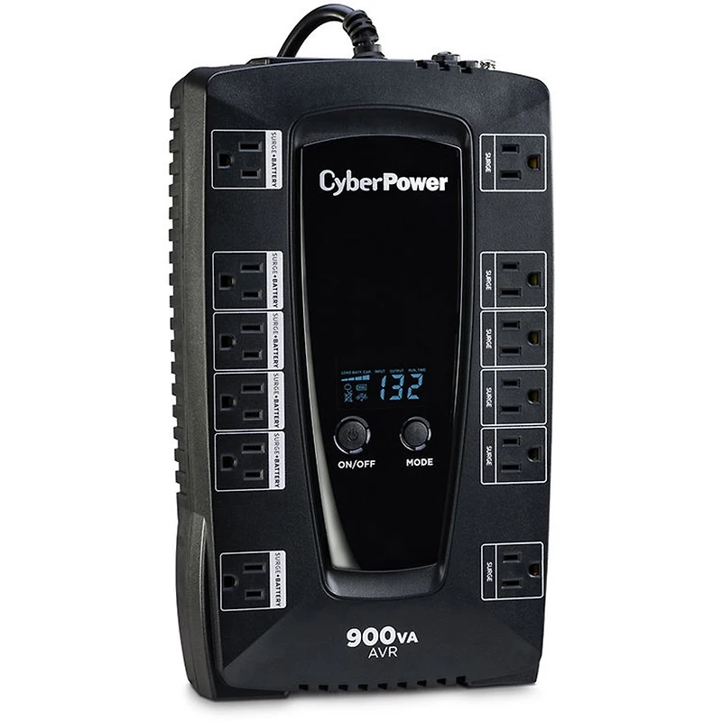 CyberPower Intelligent Lcd AVRG900LCD 12 Outlet 900VA 480W Surge Protection and Battery Backup Ups System
