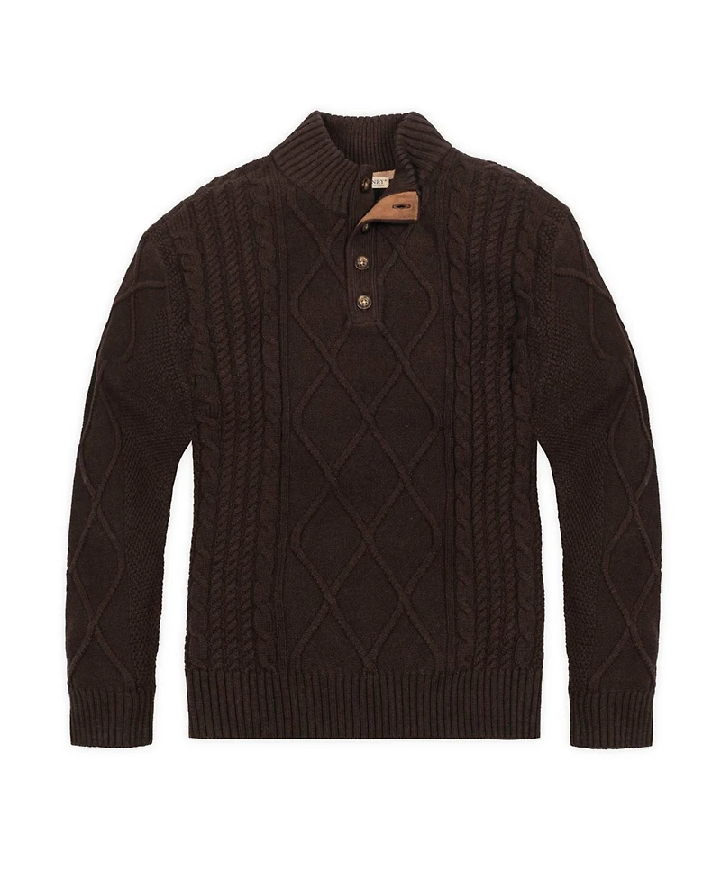 Hope & Henry Men's Organic Mock Neck Cable Sweater
