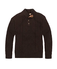 Hope & Henry Men's Organic Mock Neck Cable Sweater