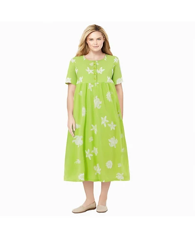 Woman Within Women's Stamped Empire Waist Dress