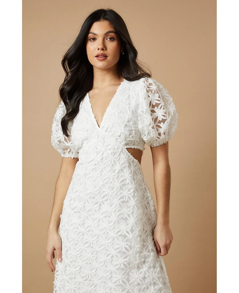 Oasis Textured Cutout Detail Midi Dress