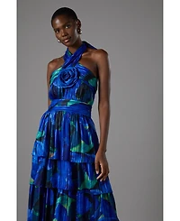 Coast Women's Tiered Halter Tie Neck Maxi Dress
