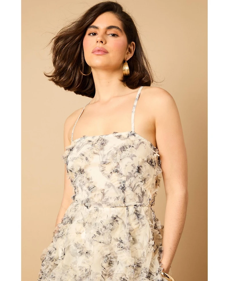 Oasis Women's Floral Textured Strappy Midaxi Dress