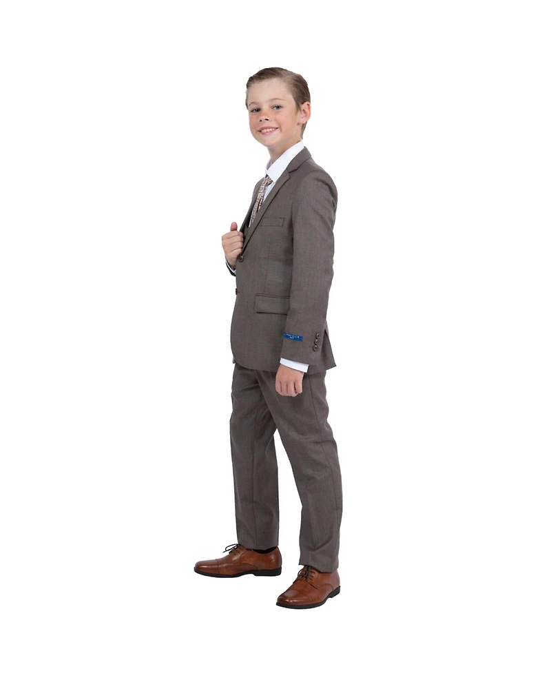 Perry Ellis Big Boys 5 Piece Sharkskin Suit,Vest,Pants,Shirt and Tie Set