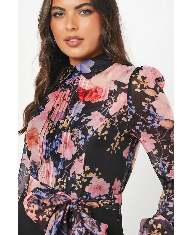 Coast Blouson Sleeve Pintuck Wide Leg Jumpsuit