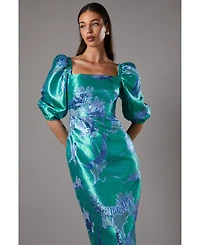 Coast Bubble Sleeve Jacquard Dress