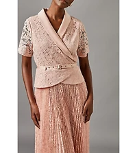 Coast Women's Lace 2 1 Jacket Pleated Midi Dress