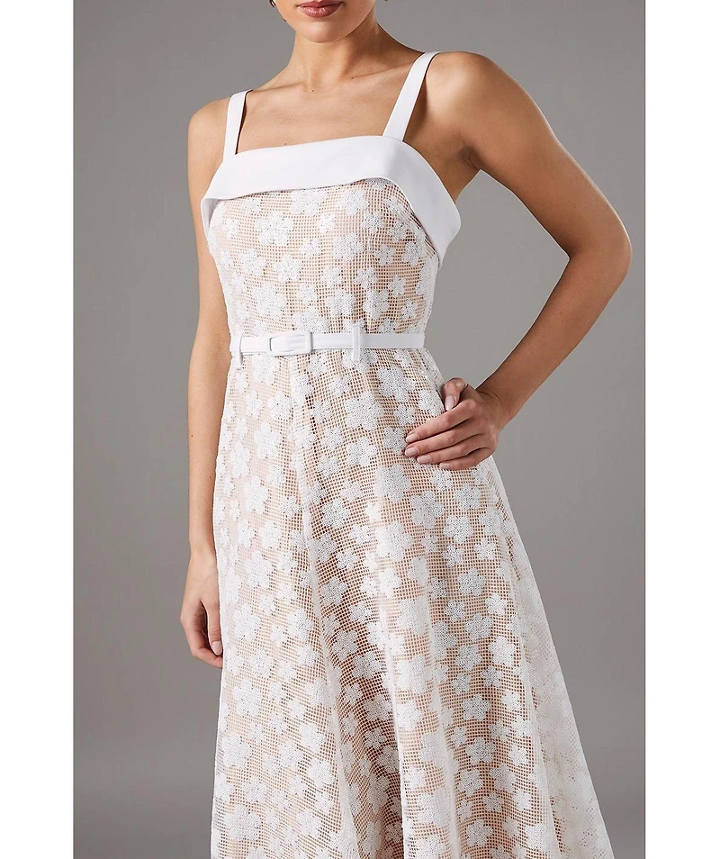 Coast Women's Mesh Sequin Belted Midi Dress