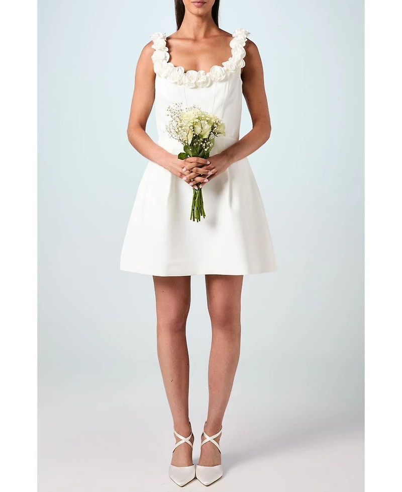 Coast Square Neck 3D Flower Bridal Mini Dress
