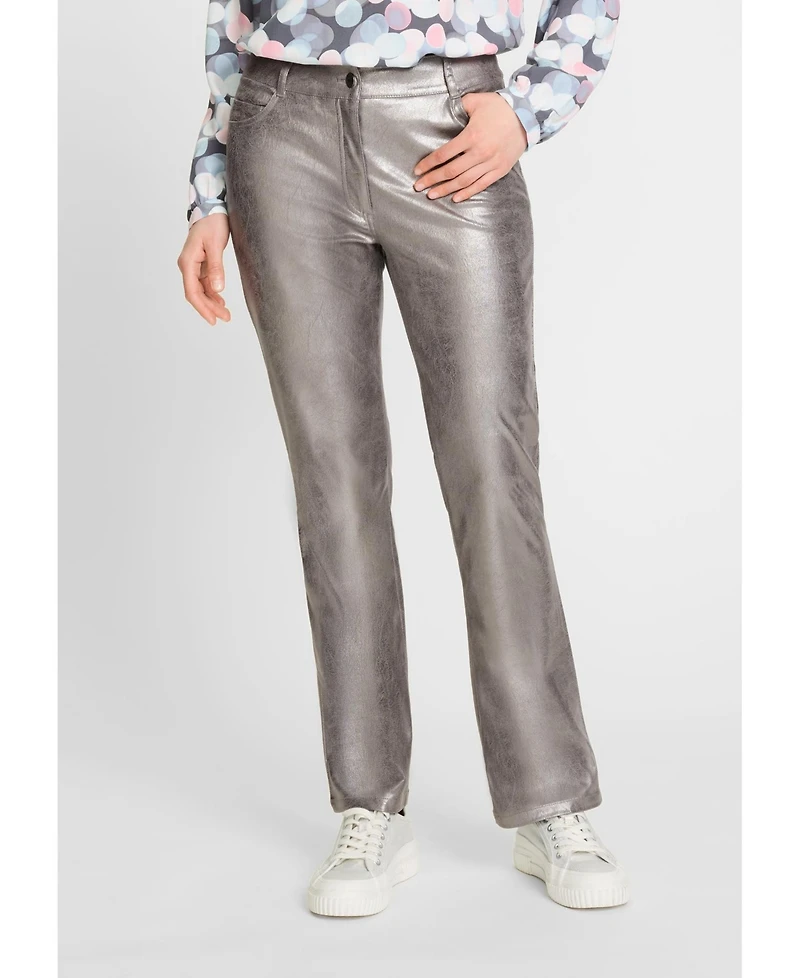 Olsen Women's Metallic Soft Leather Look Pant