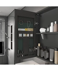 Casainc 35×28 Inch Aluminum Mirror Cabinet with Led Light and Defogging Function