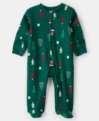 Carter's Baby Boys or Girls Christmas Tree Print Zip-Up Sleep and Play Coverall