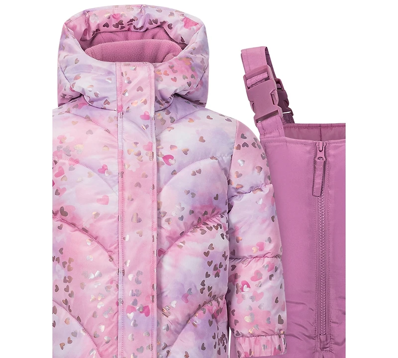S Rothschild & Co Baby Girls 2-Piece Foil Print Jacket and Ski Bib Set