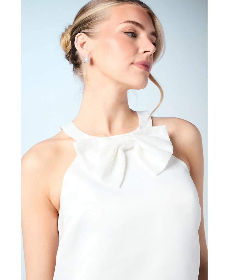 Coast Women's Sequin Bow Shift Bridal Mini Dress