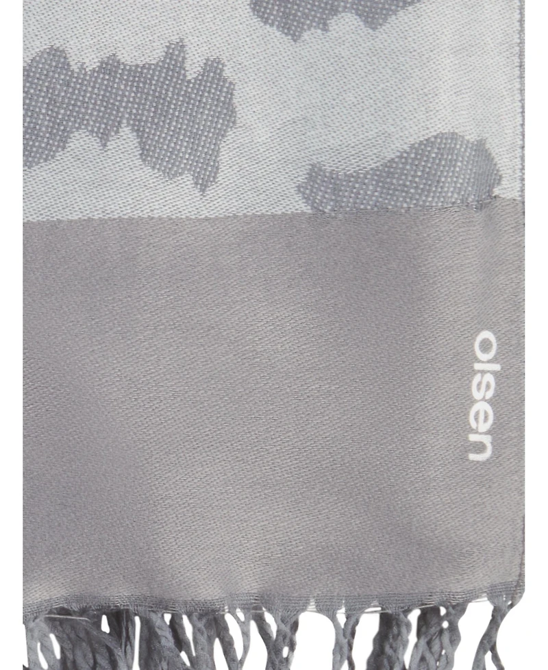 Olsen Large Abstract Leo Scarf with Fringe