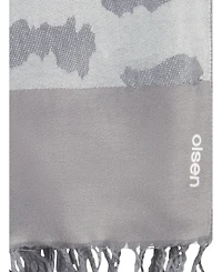 Olsen Large Abstract Leo Scarf with Fringe