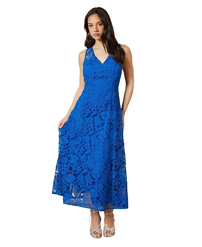 Oasis Women's Floral Lace V Neck Midi Dress