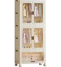 gaomon Plastic Free Installation Storage Cabinet Wardrobe Home Living Room Bedroom Multifunctional Dustproof Clothes Storage Cabinet