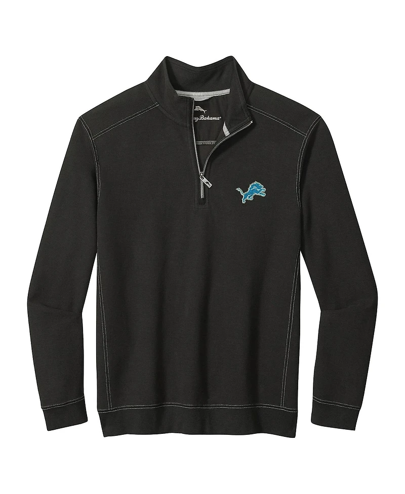 Tommy Bahama Men's Black Detroit Lions Big Tall Montego Bay Half-Zip Jacket