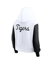 Nike Women's White Lsu Tigers Cropped Beyond Capability Color-Block Script Full-Zip Hoodie