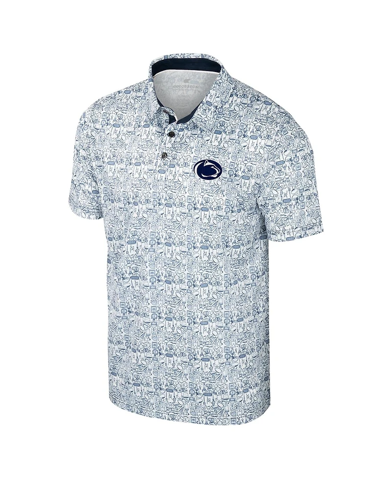 Colosseum Men's Navy Penn State Nittany Lions It's Time Allover Print Polo Shirt