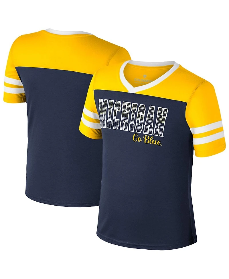 Colosseum Big Girls Navy Michigan Wolverines Space Opera T-Shirt