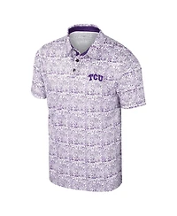 Colosseum Men's Purple Tcu Horned Frogs It's Time Allover Print Polo Shirt