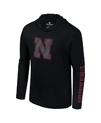 Colosseum Men's Black Nebraska Huskers Color Pop Active Blend 2-Hit Long Sleeve Hooded T-Shirt