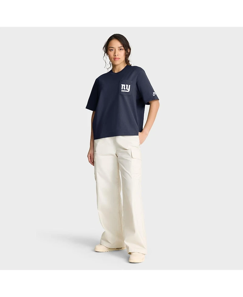 Nike Women's Royal New York Giants Rewind Pocket Boxy T-Shirt