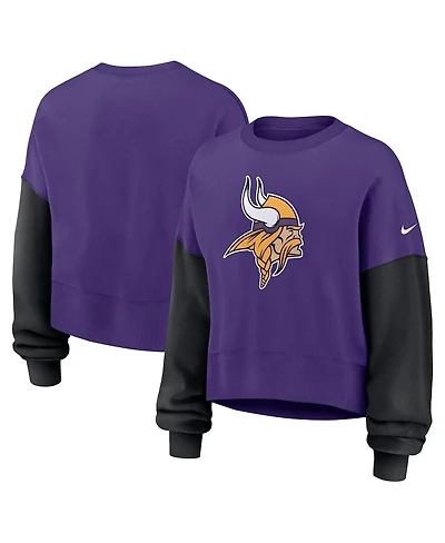 Nike Women's Purple Minnesota Vikings Oversized Color-Block Pullover Sweatshirt
