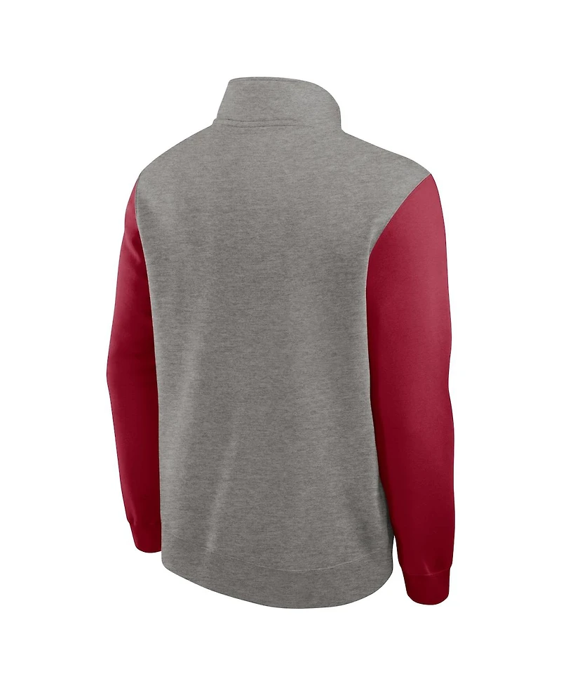 Nike Men's Heather Gray/Cardinal Usc Trojans Club Fleece Half-Zip Pullover Sweatshirt