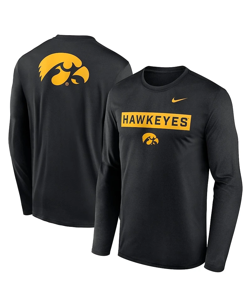 Nike Men's Black Iowa Hawkeyes Primetime Campus 2-Hit Legend Long Sleeve T-Shirt