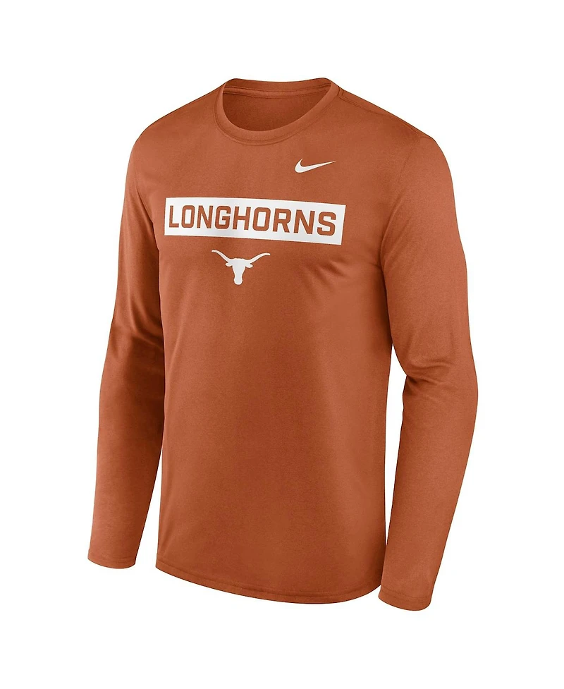 Nike Men's Texas Orange Longhorns Primetime Campus 2-Hit Legend Long Sleeve T-Shirt