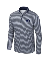 Colosseum Men's Navy Penn State Nittany Lions Striped Quarter-Zip Sweatshirt