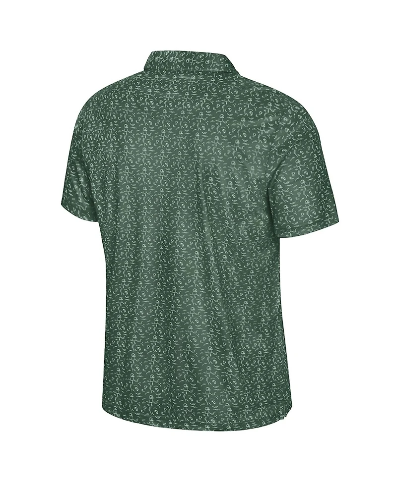 Colosseum Men's Green Baylor Bears Football Print Polo Shirt