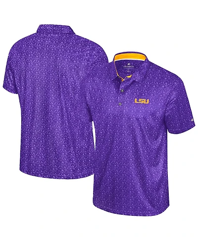Colosseum Men's Purple Lsu Tigers Football Print Polo Shirt