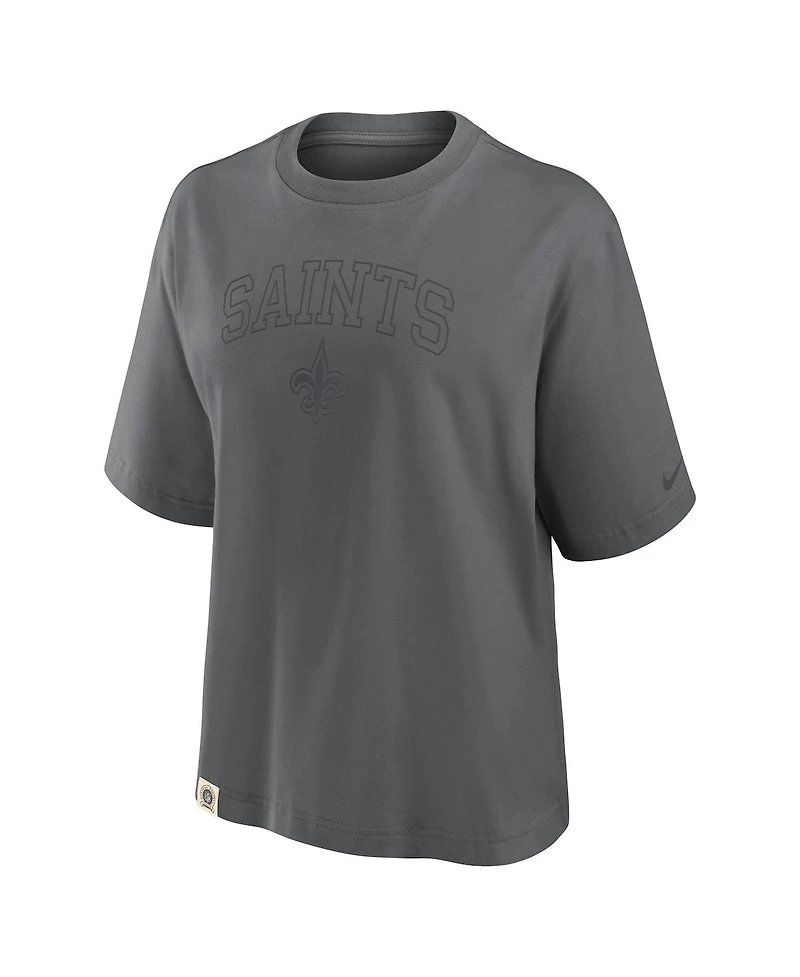 Nike Women's Charcoal New Orleans Saints Glory Arch Boxy T-Shirt