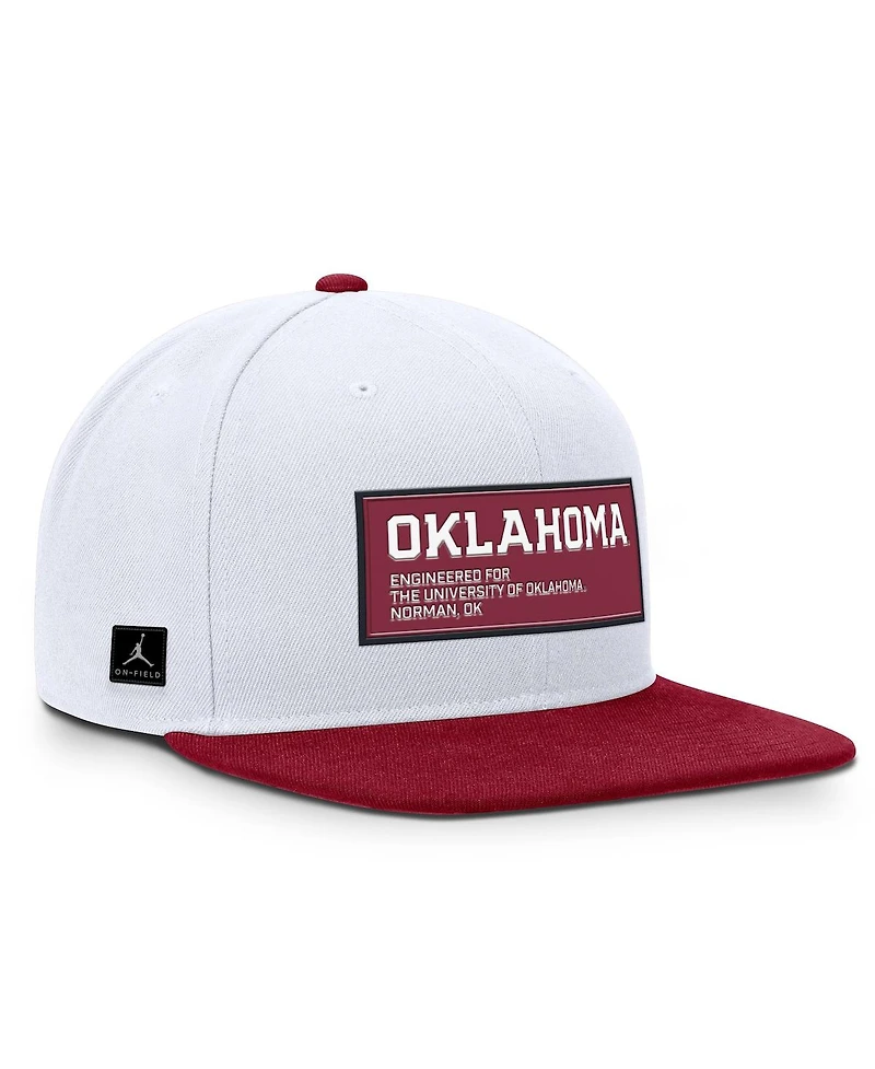 Jordan Men's White/Crimson Oklahoma Sooners 2025 On-Field Patch Pro Dri-fit Snapback Hat