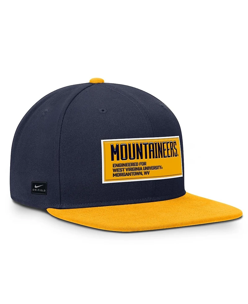 Nike Men's Navy/Gold West Virginia Mountaineers 2025 On-field Patch Pro Dri-fit Snapback Hat