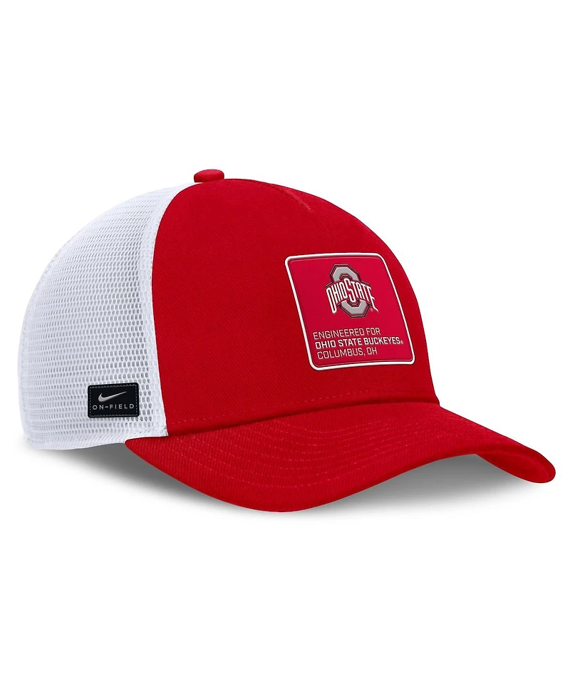 Nike Men's Scarlet/White Ohio State Buckeyes 2025 On-field Rise Engineered Trucker Adjustable Hat