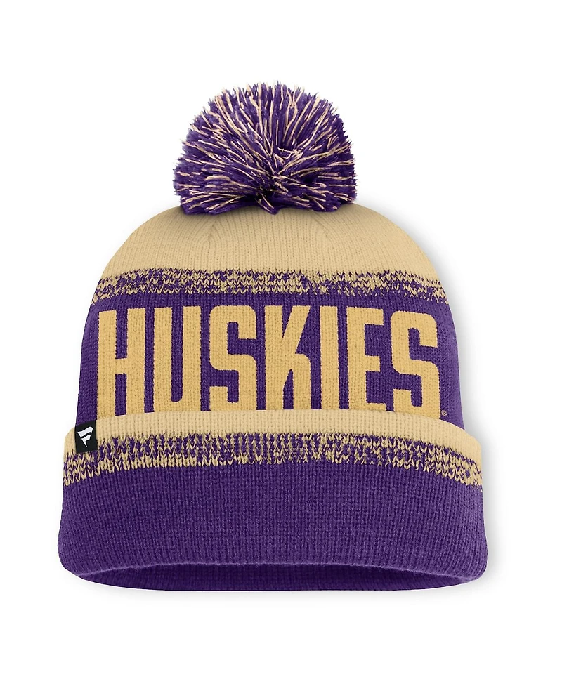 Fanatics Men's Purple/Gold Washington Huskies Thrive Cuffed with Pom Knit Hat