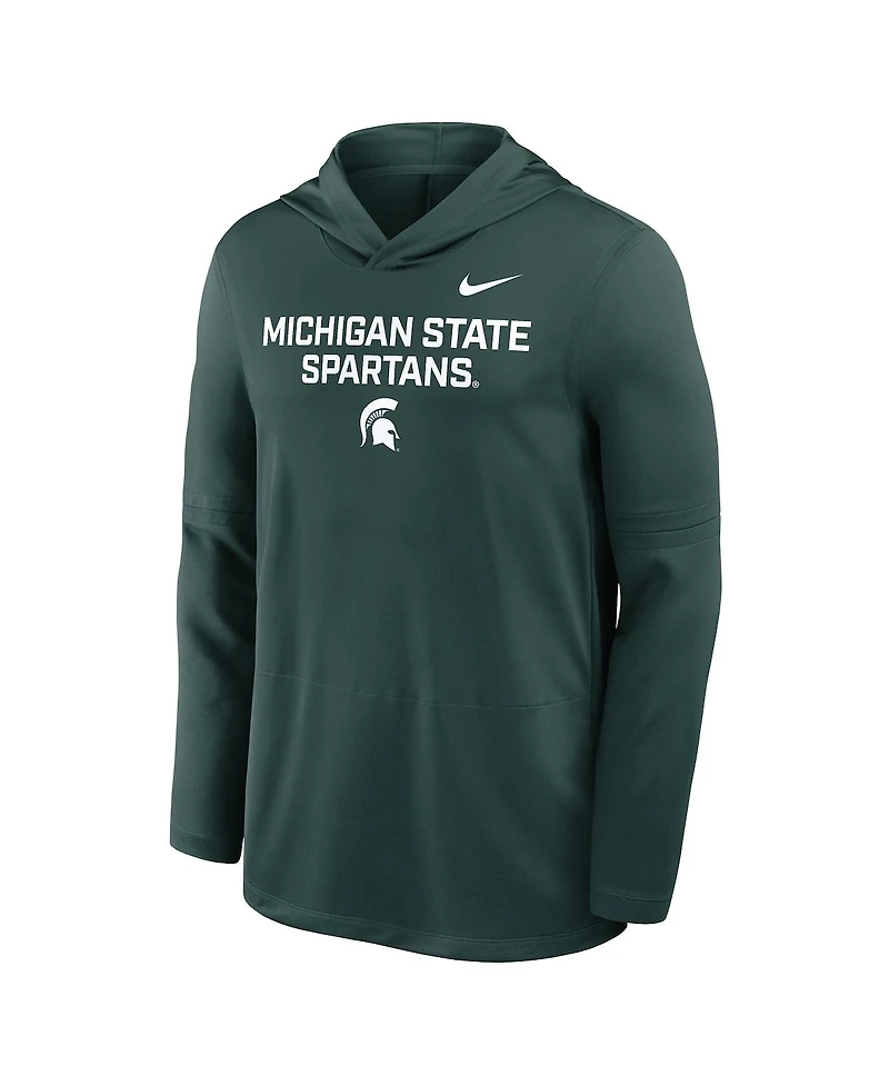 Nike Men's Green Michigan State Spartans 2025 Sideline Performance Long Sleeve Hoodie T-Shirt