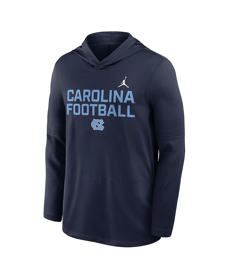 Jordan Men's Navy North Carolina Tar Heels 2025 Sideline Performance Long Sleeve Hoodie T-Shirt
