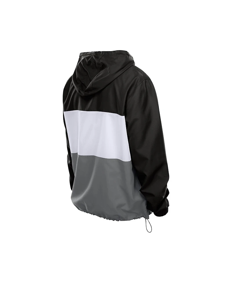 New Era Men's Black Las Vegas Raiders Ripstop Quarter-Zip Hooded Windbreaker