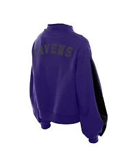 New Era Women's Purple Baltimore Ravens Sport Night Mock Neck Balloon Sleeve Pullover Sweatshirt