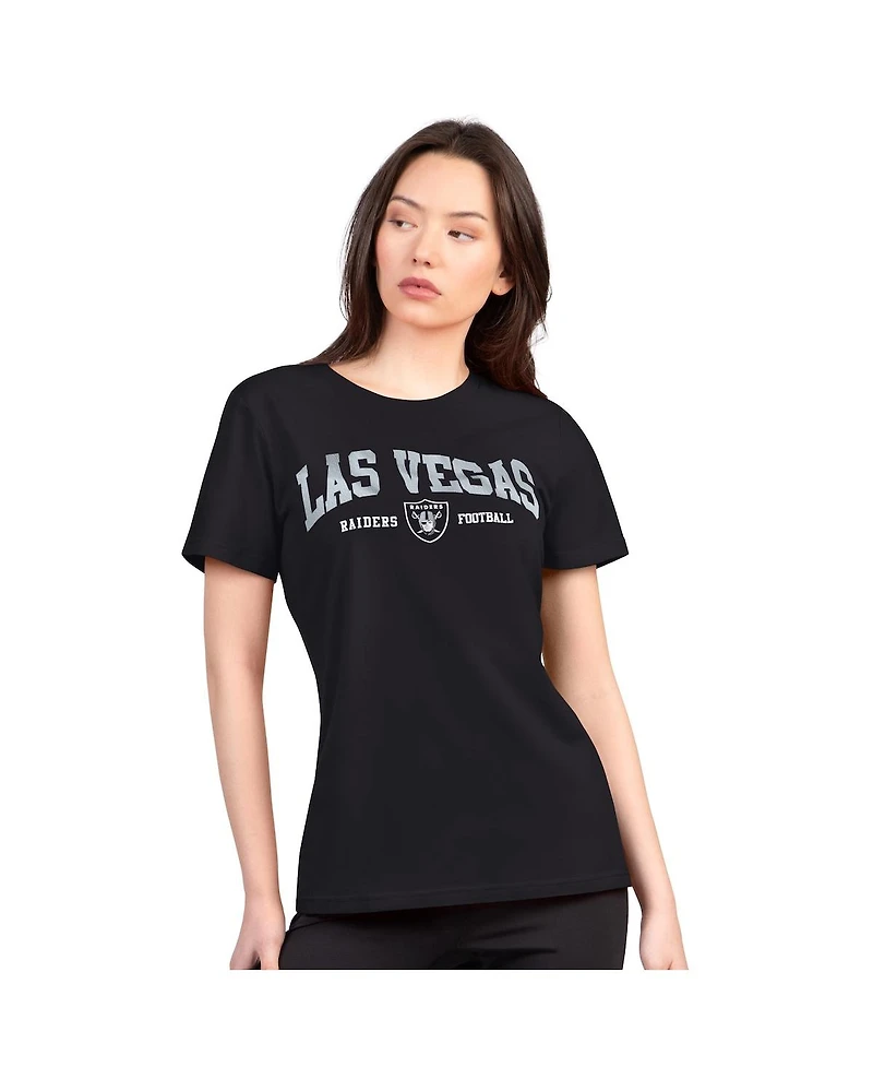 G-iii 4Her by Carl Banks Women's Black Las Vegas Raiders Super-Slim Lightweight Winning Crew T-Shirt