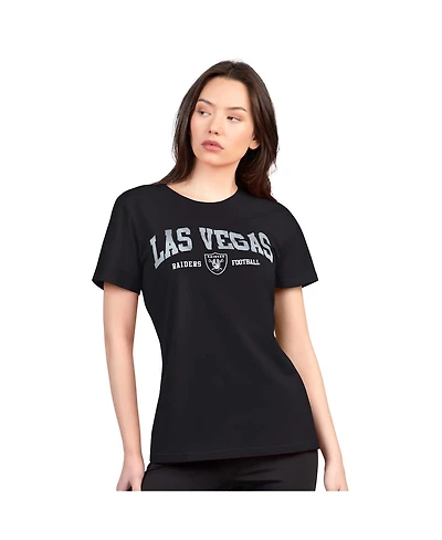G-iii 4Her by Carl Banks Women's Black Las Vegas Raiders Super-Slim Lightweight Winning Crew T-Shirt