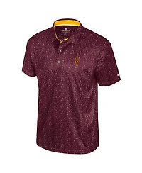 Colosseum Men's Maroon Arizona State Sun Devils Football Print Polo Shirt