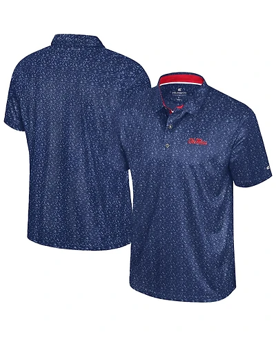 Colosseum Men's Navy Ole Miss Rebels Football Print Polo Shirt